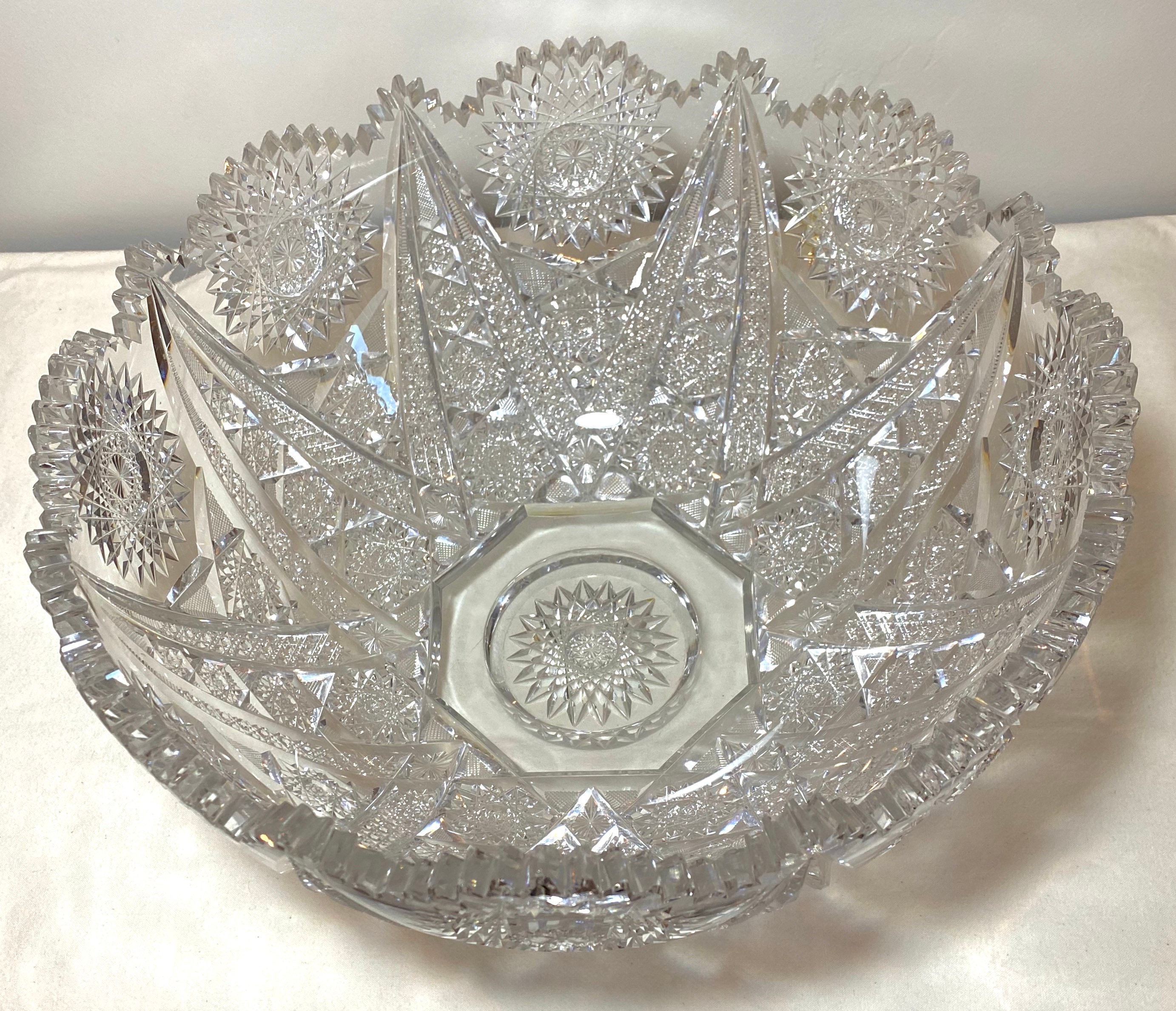Antique ABCG Cut Crystal Pedestal Punch Bowl Set Etsy UK