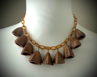Vintage Pili Nut Statement Bib Necklace