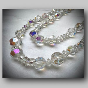 Lisner Aurora Borealis Faceted Crystal Double Strand Necklace
