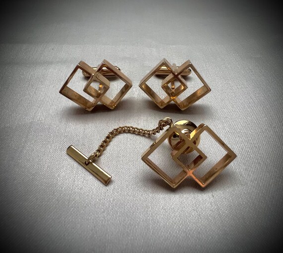 Mid Century Cufflinks & Tie Tack by Sarah Coventry