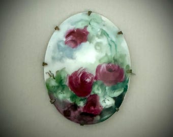 Victorian Era Hand Painted Porcelain Brooch