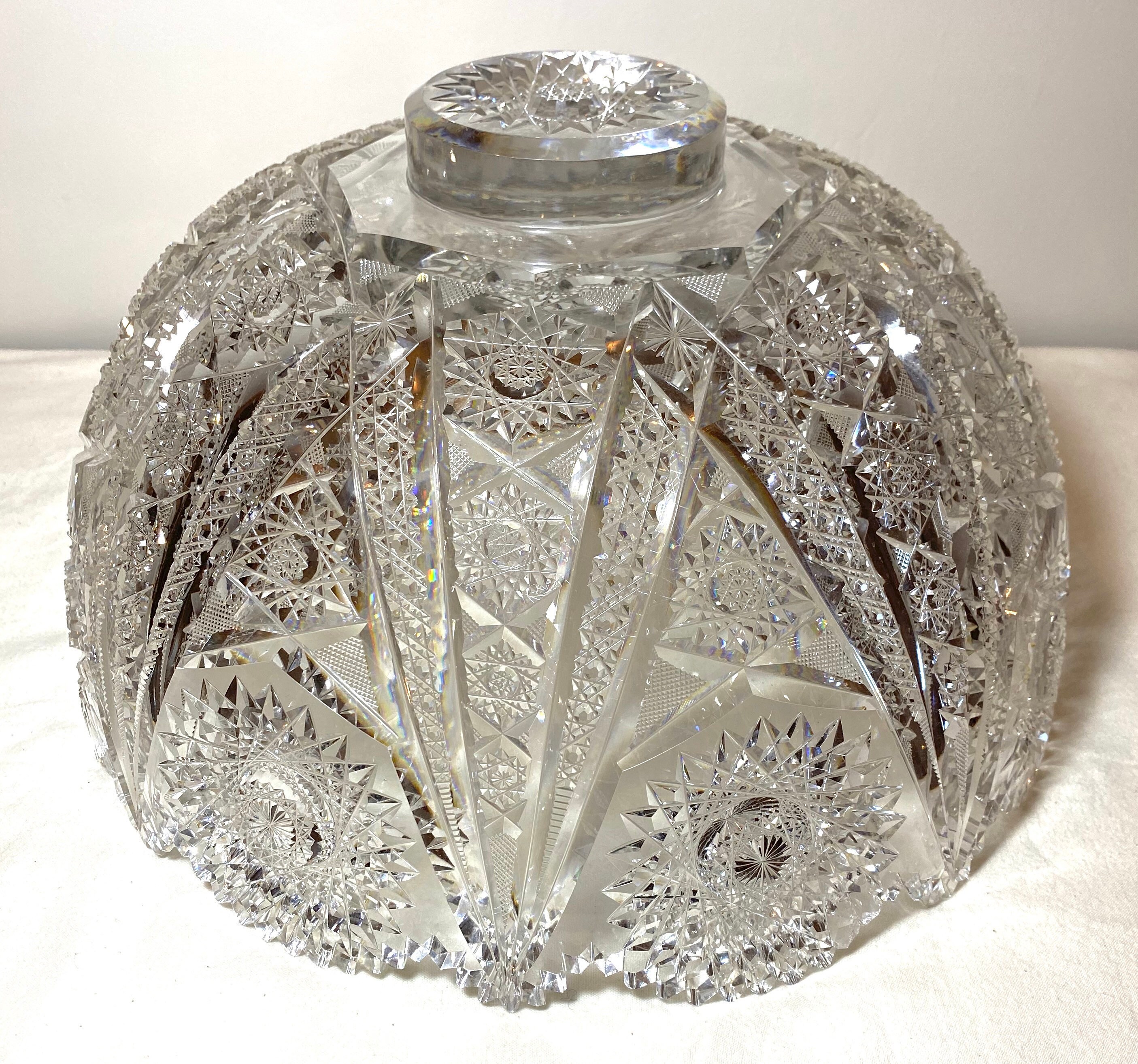 Antique ABCG Cut Crystal Pedestal Punch Bowl Set Etsy UK