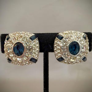 Nolan Miller Crystal Rhinestone Clip On Earrings