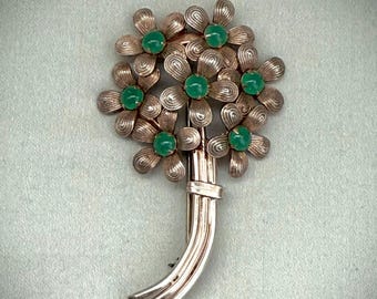 Mid Century Jay Kel Sterling Vermeil Flower Brooch
