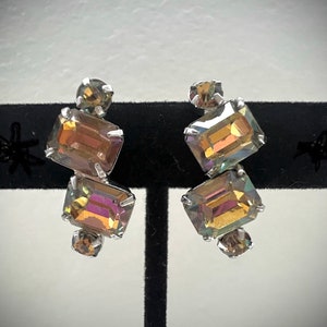 Coro AB Crystal Hinged Screw Back Earrings