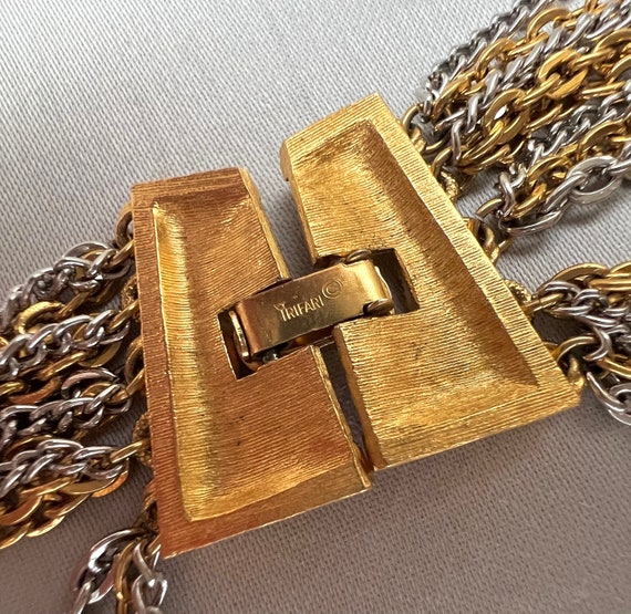 Crown Trifari 2 Tone Multi Chain Necklace - image 3