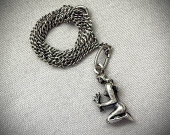 Sterling Silver Virgo Kneeling Woman Pendant Necklace