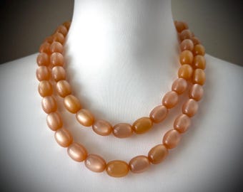 Mid Century Moonglow Lucite Double Strand Necklace