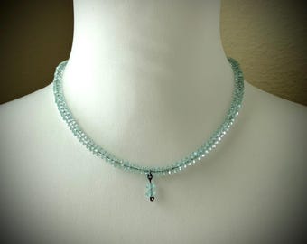 Vintage Aqua Bicone Crystal Necklace