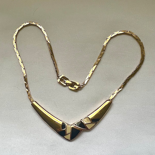 1981 Givenchy Enameled Gold Tone Necklace