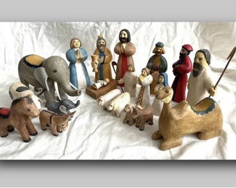 Marco Oviedo Southwest Folk Art Nativity Set Signed & Dated 2000