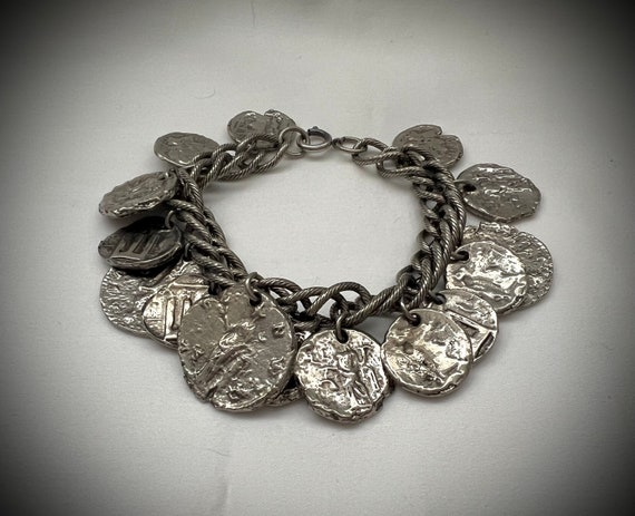 Vintage Roman Coin Charm Bracelet - image 1