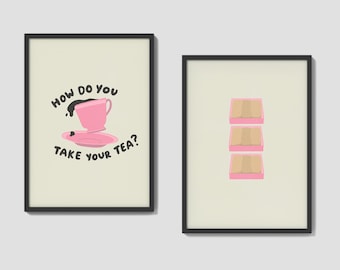 Juego de 2 cuadros decorativos / Fútbol / Galletas / Té / Descarga digital / Moderno, Boho, Neutral, Richmond, Believe