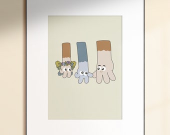 Kids Wall Art | Blue Dog Show | Hands | Fairy | Digital Download | Modern, Boho, Neutral Kids Room, Blue Dog Sisters, Print