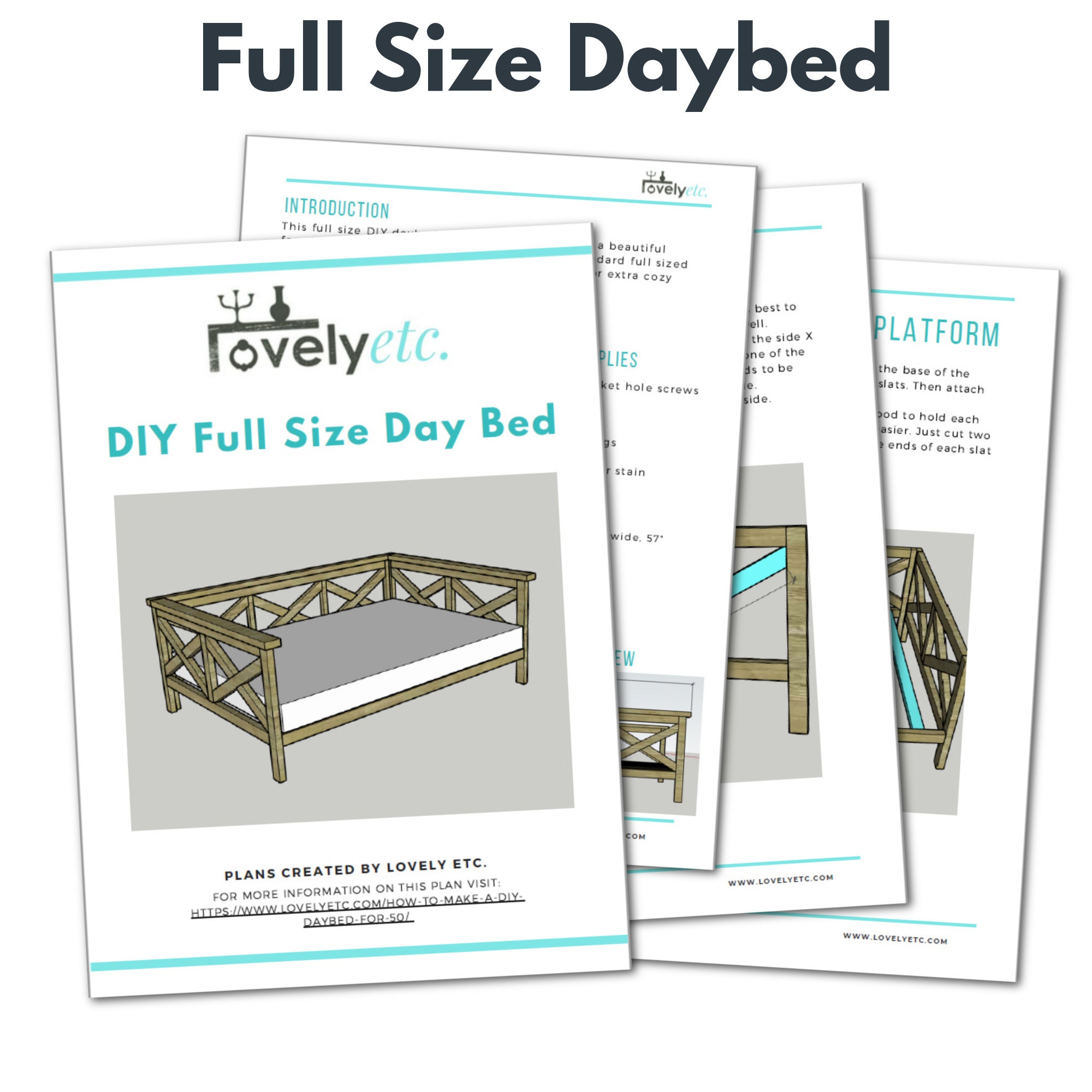 DIY Daybed Bundle - Twin AND Full Size Daybed Printable PDF Woodworking ...