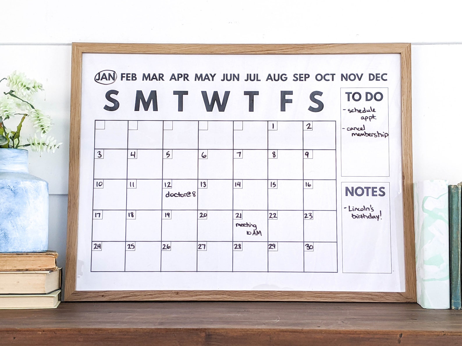 Reusable Modern Printable Calendar Dry Erase Calendar Large - Etsy