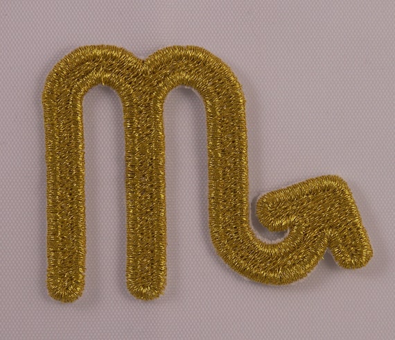 Embroidered Metallic Golden Horoscope Zodiac Libra Scales Gold Patch Iron On