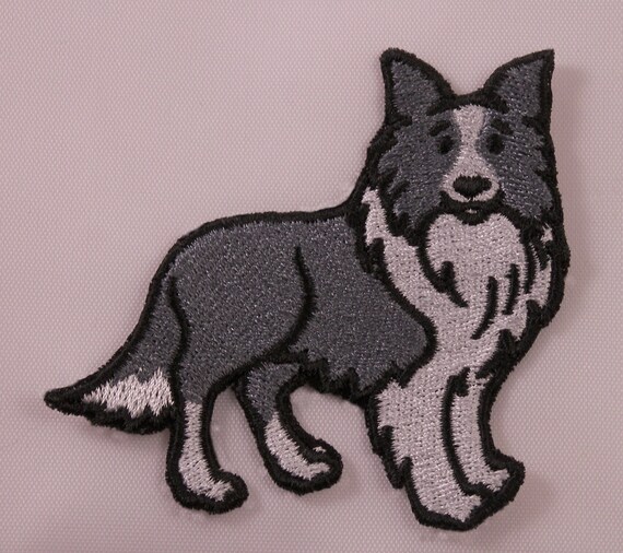Embroidered Gray White Border Collie Puppy Dog Breed Patch Etsy