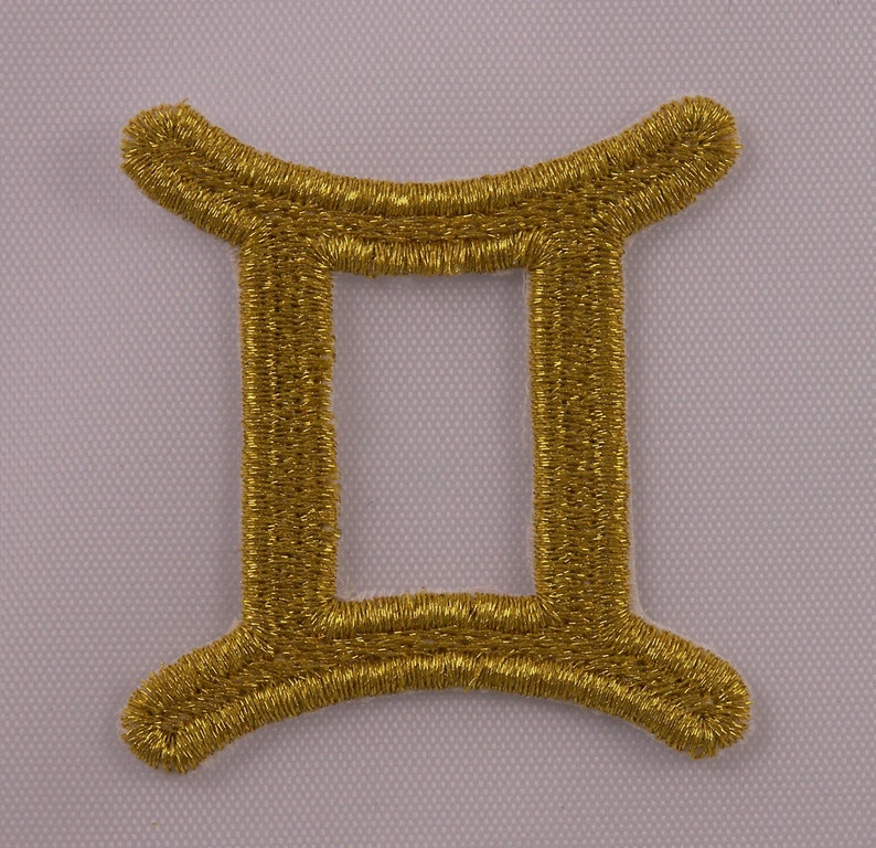Embroidered Metallic Golden Horoscope Zodiac Libra Scales Gold Patch Iron On