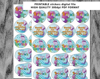 Printable MERMAID Party Favor tags, MERMAID digital download, Personalized Party Favors, Custom Name MERMAID Party Favors