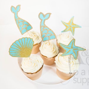 Mermaid Cupcake Toppers, Under The Sea Cupcake Toppers, Mermaid Decor, Mermaid Decorations, Mermaid Theme Party, Mermaid Party, Party Favors