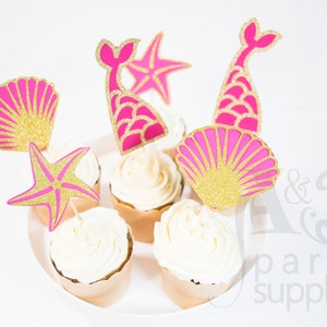 Mermaid Cupcake Toppers, Under The Sea Cupcake Toppers, Mermaid Decor, Mermaid Decorations, Mermaid Theme Party, Mermaid Party, Party Favors