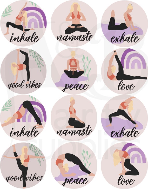 Yoga stickers, Yoga sticker sheet, encouragement inspirational stickers,  Journal stickers, Planner accessories, Yogi, round yoga stickers