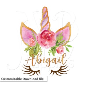 Diseño personalizado de sublimación unicornio acuarela, descarga digital, archivos de sublimación personalizados, hierro de camiseta unicornio pintado en transferencias