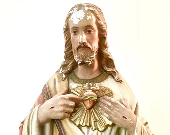 Estatua de yeso del Sagrado Corazón de Jesús de 20.5"