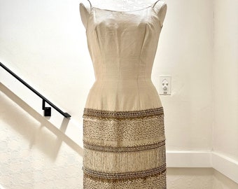 1940s Beaded Silk Dress