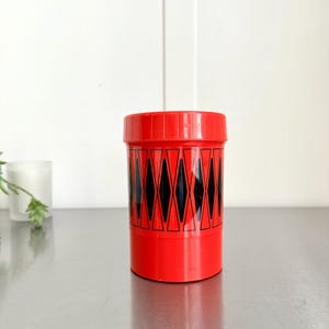 1970s Red and Black Diamond Thermos Plastic Vacuum Bottom Thermos - Made in USA