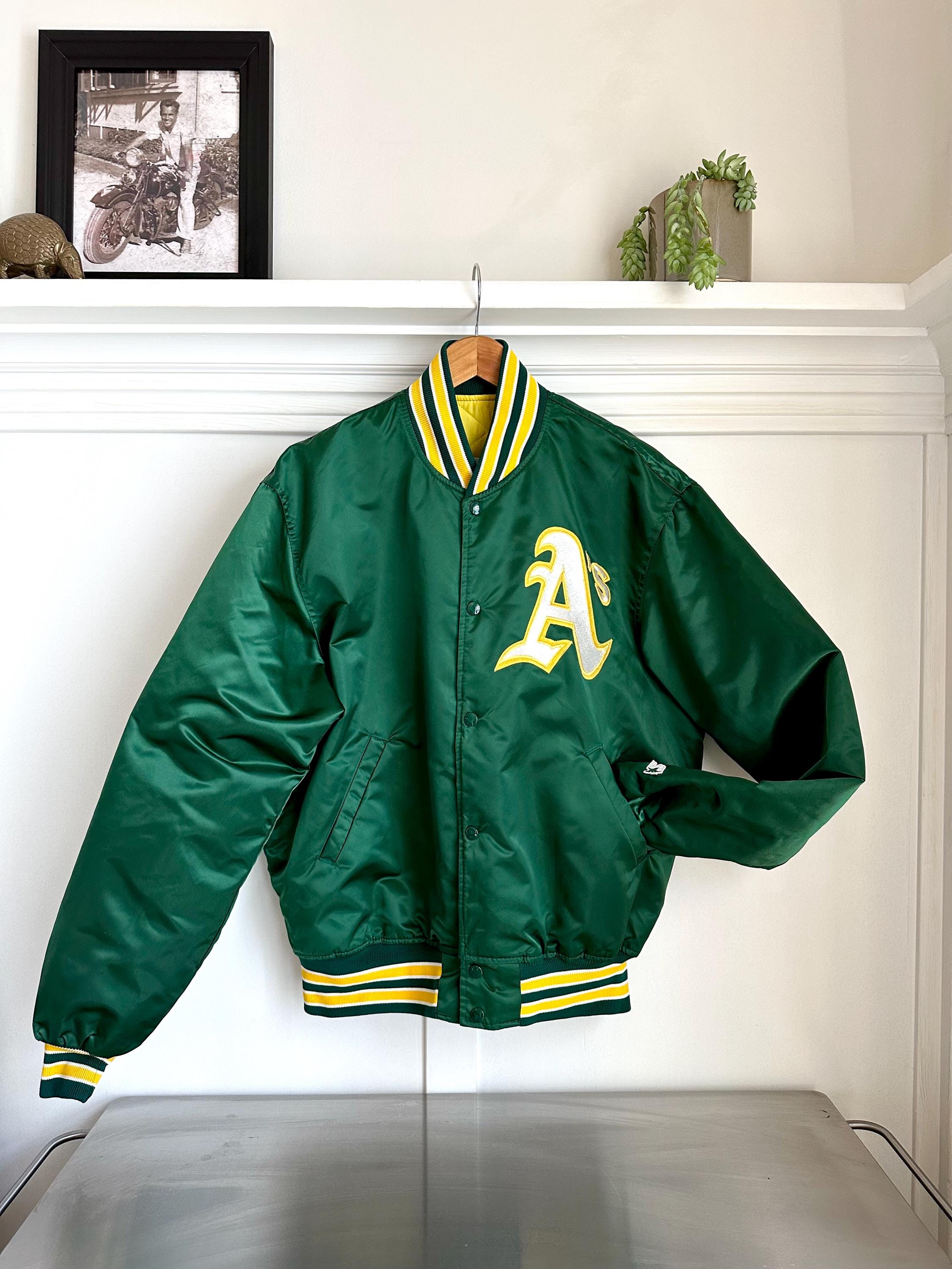 Vintage Oakland A's Satin Starter Jacket: Elephant Logo, Size XL