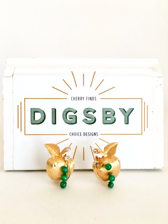 Green & Gold Apple Earrings