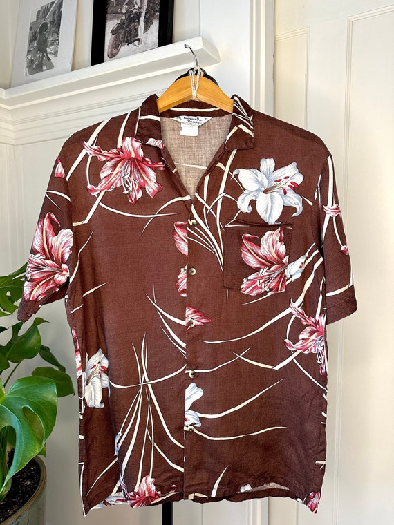 Tropical Breeze Brown Orchid Hawaiian Shirt - image 1