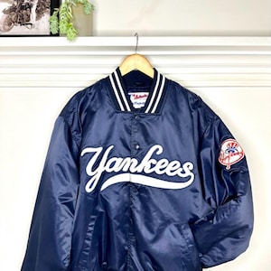 Vintage New York Yankees Majestic Satin Bomber Jacket - Size XL - Made in Korea