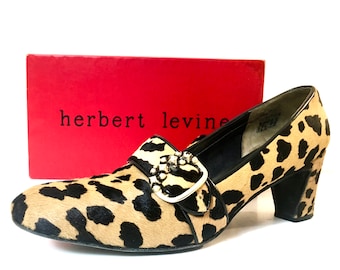 1960s Herbert Levine Leopard Print Pony Hair Pumps