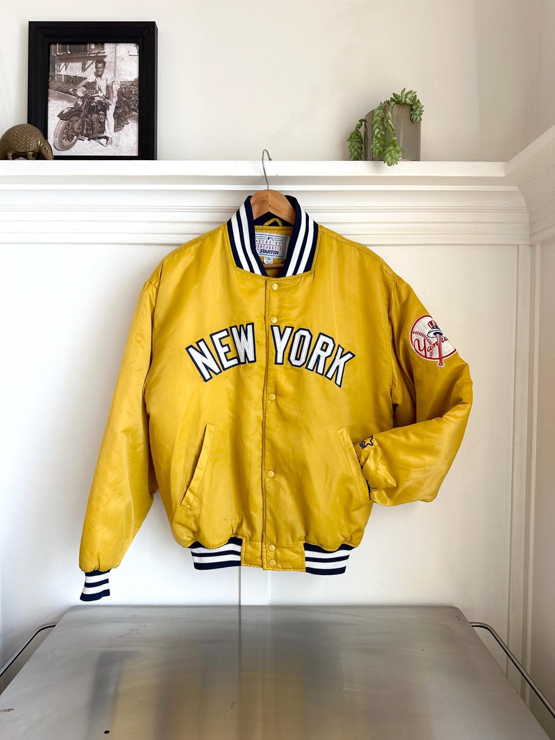Vintage New York Yankees Yellow Satin Starter Bomber Jacket