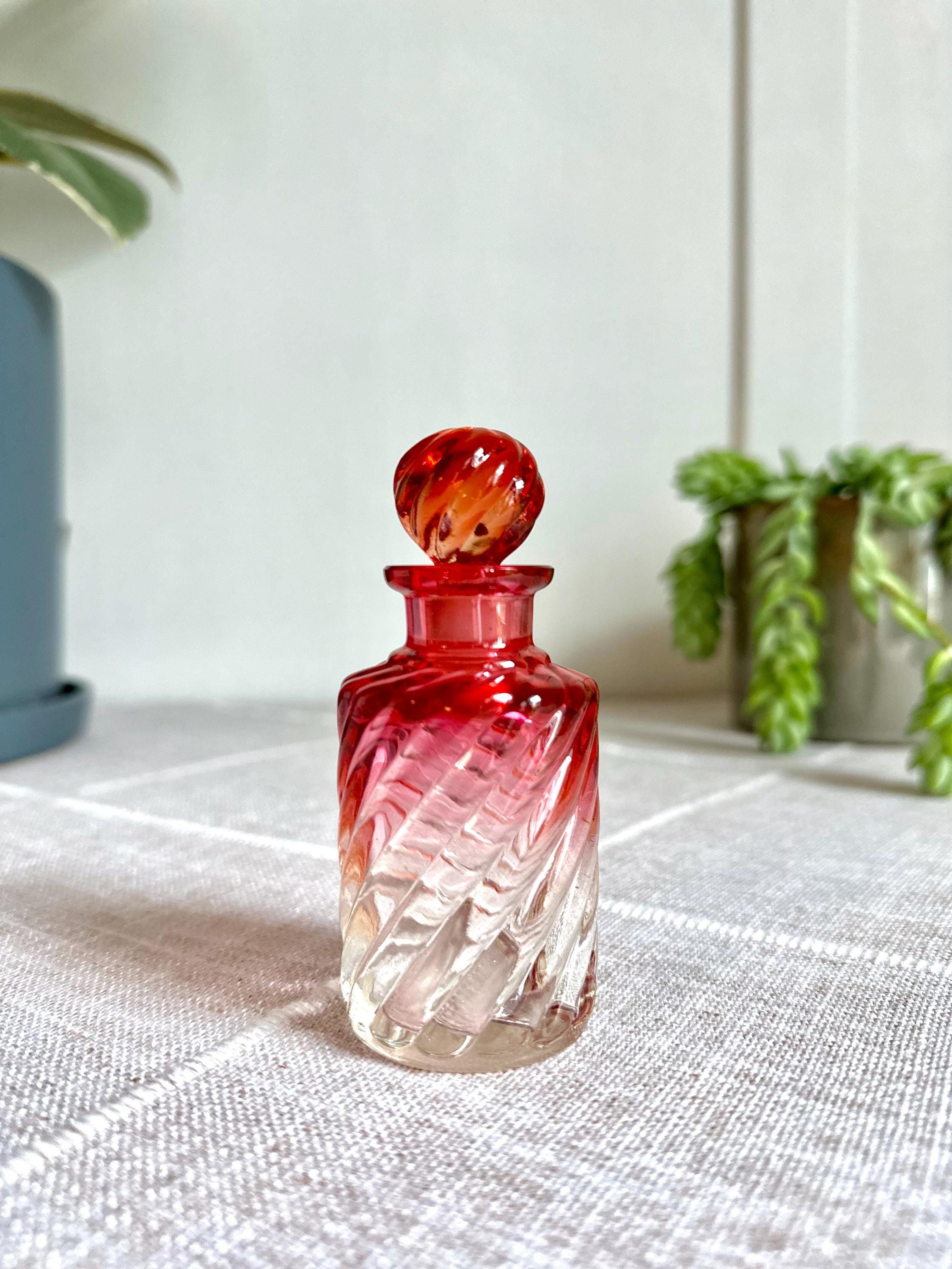 Early 1900s Antique Baccarat Fire Rose Rubina Swirl Crystal