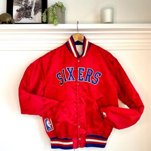 Vintage Philadelphia 76ers &quot;Sixers&quot; Satin Starter Jacket Made in USA - Large