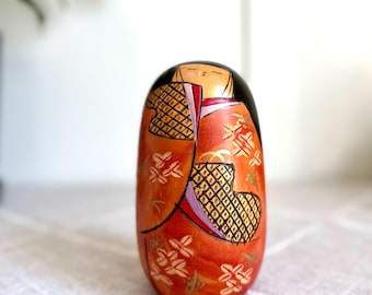 関口三作こけし (21 cm/8.3 インチ)、ヴィンテージ日本の創作木製人形
