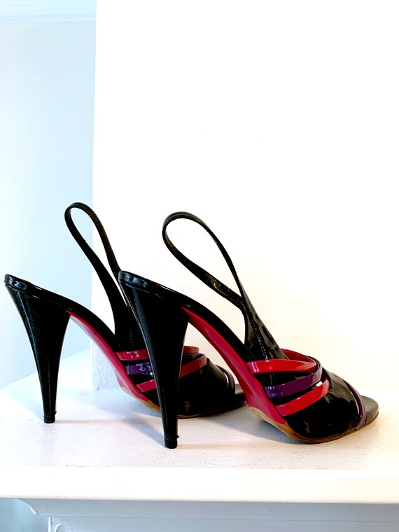 Vintage Black Purple + Pink Slingback Miu Miu San… - image 6