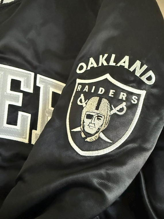 Vintage Raiders Starter Jacket Black Silver NFL 90s I Size Large