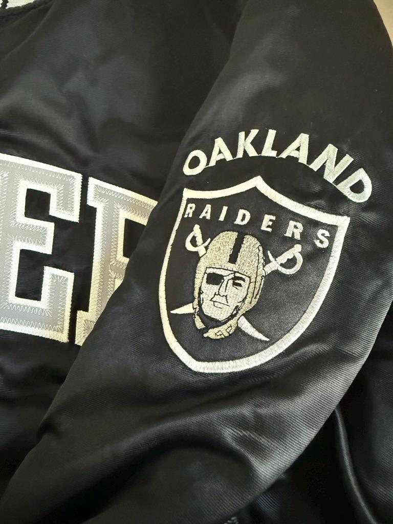 Vintage Raiders Starter Jacket Black Silver NFL 90s I Size Large