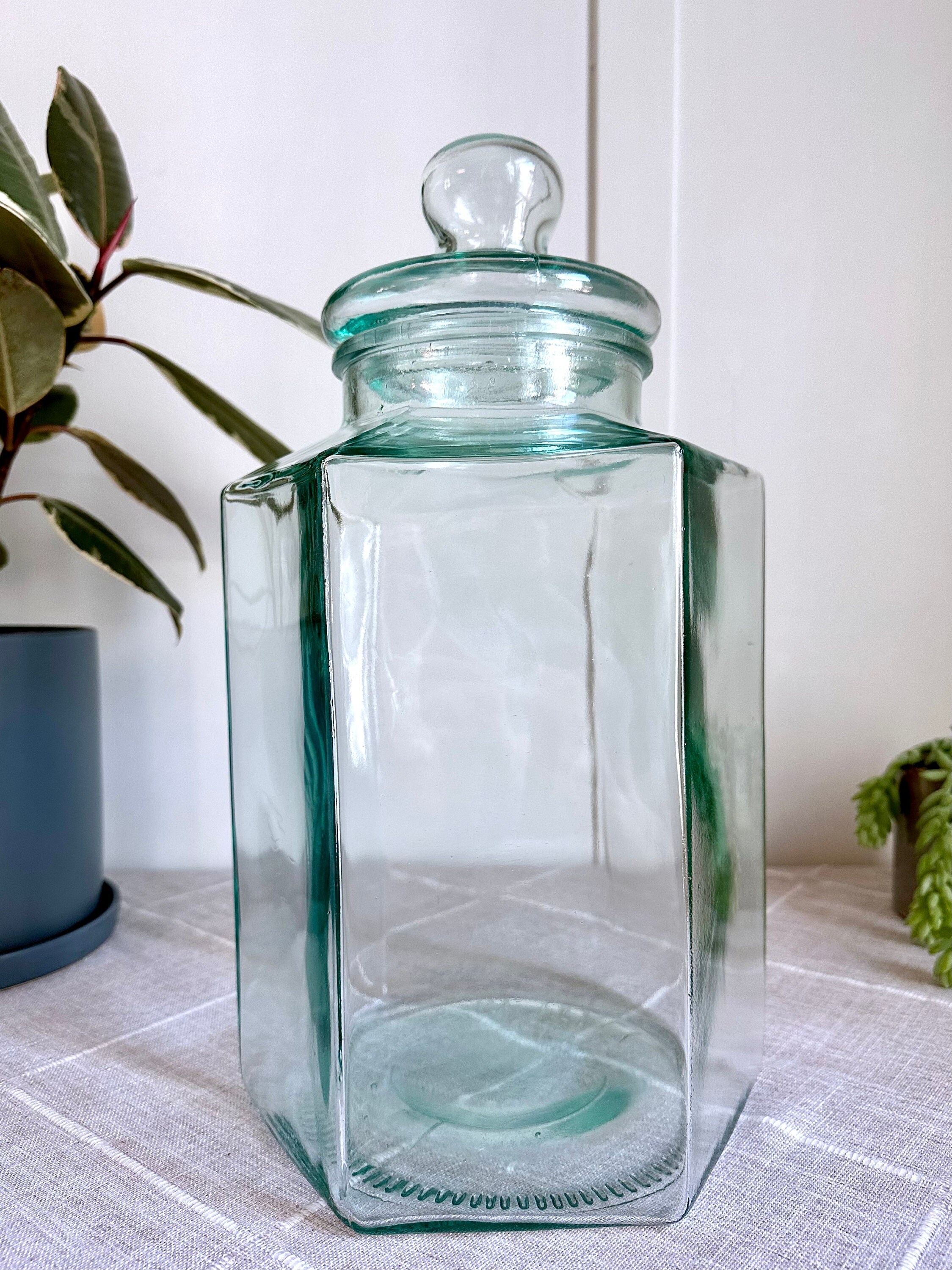 Large Vintage Hexagonal Tinted Glass Jar, Made in Italy - Etsy 日本