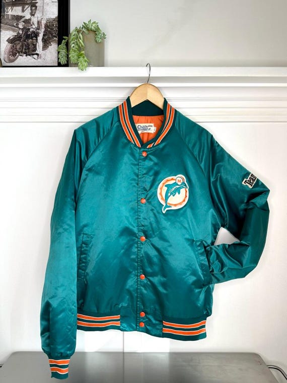 Chalk Line 80s～90s NFL ドルフィンワッペン スタジャン Vintage Miami Dolphins Satin Chalk Line Jacket - Size L - Made in