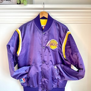 Vintage Los Angeles Lakers Purple Satin Starter Jacket Made in USA - Size X-Large