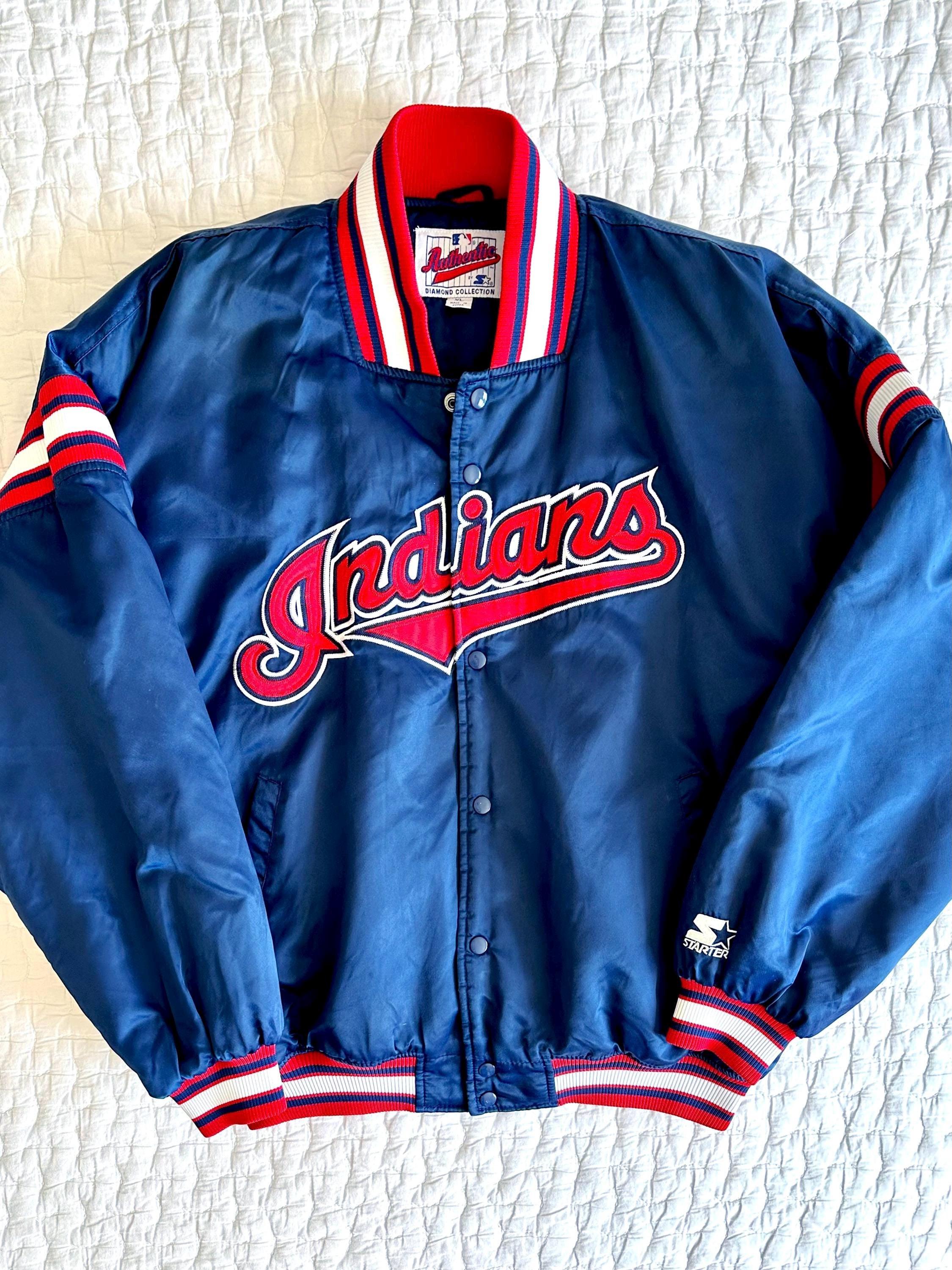Vintage XL 90s Cleveland Indians Diamond Collection Satin Starter 