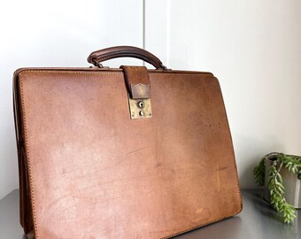 RARE! Antique 1940s Brooks Brothers Leather Attache Case - Made in England - Briefcase