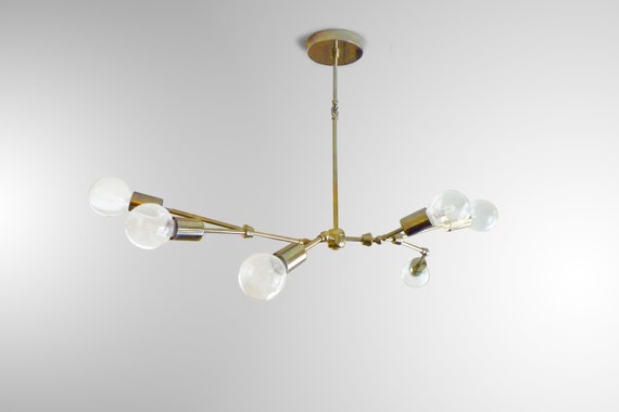 Diy Modern Branching Light Chandelier Kit Brushed Brass Image 0