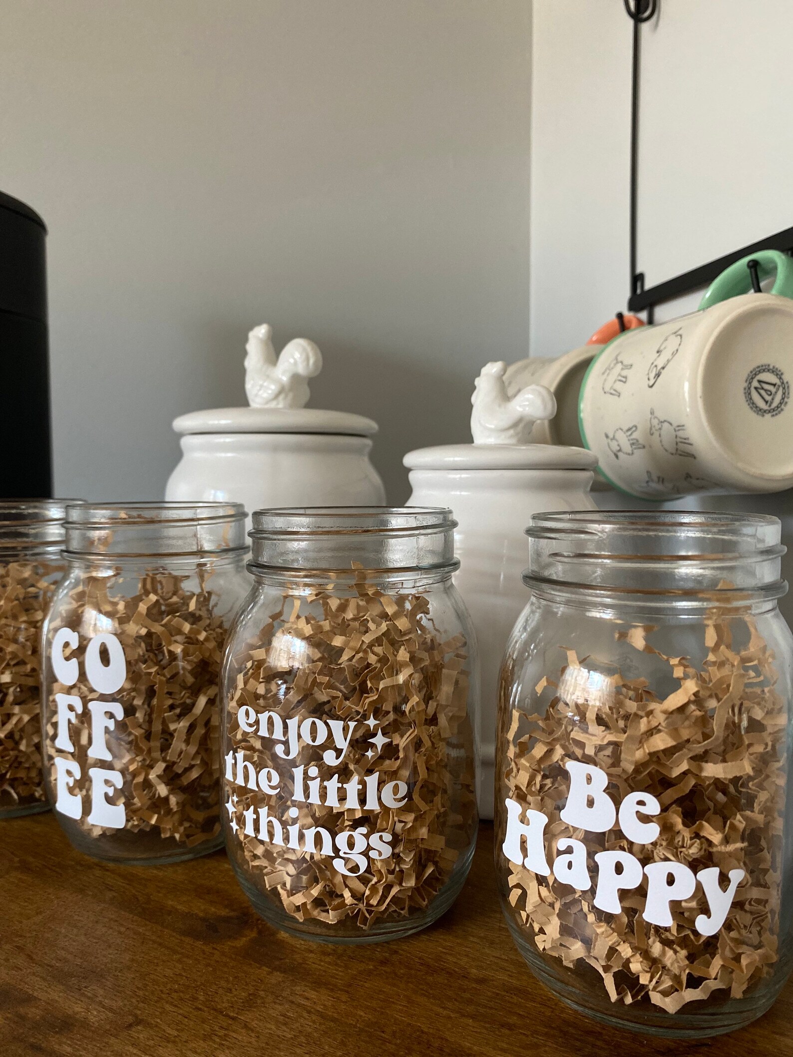 Mason Jar Custom Mason Jar Coffee Cup Tea Cup Be Happy Etsy